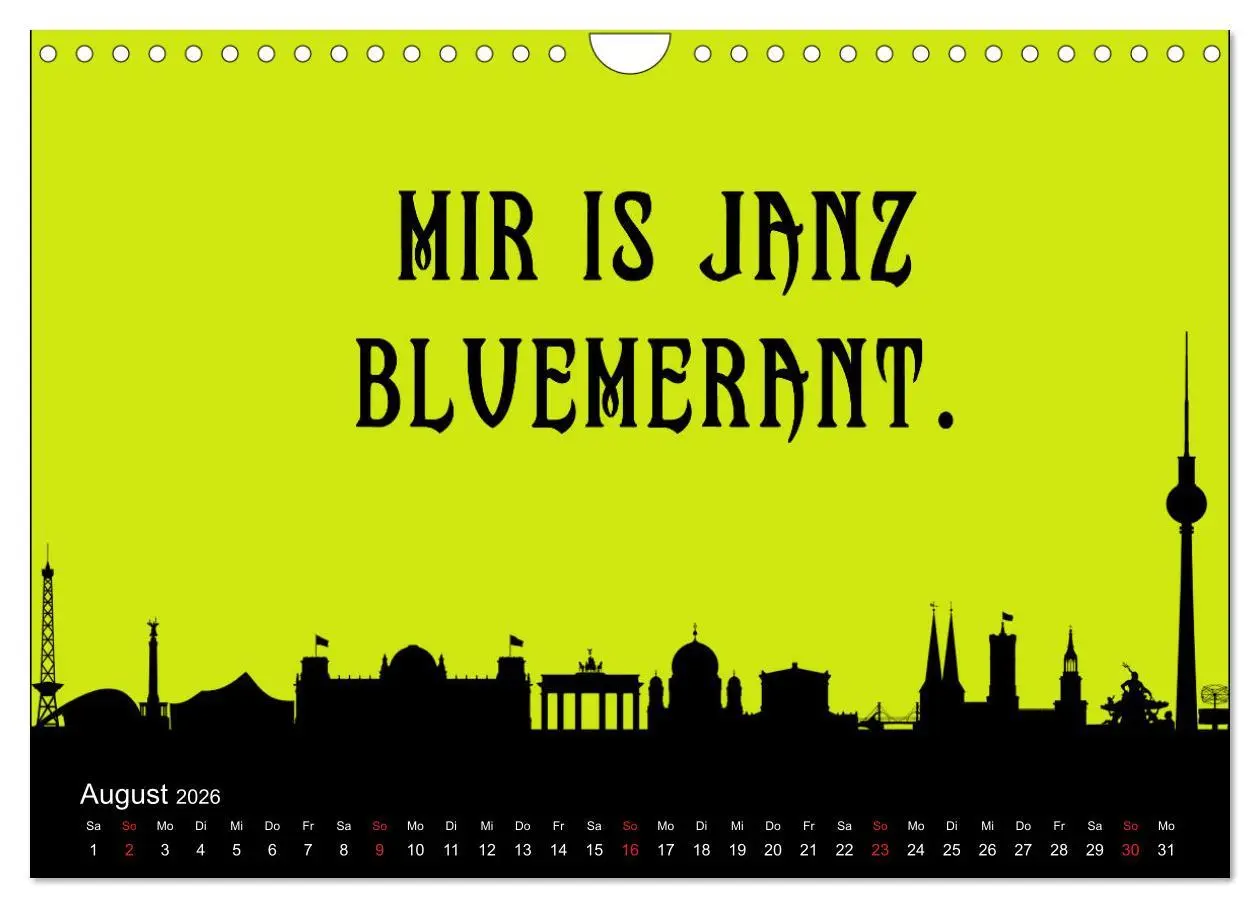 Bild: 9783457591475 | Berliner Mundart (Wandkalender 2026 DIN A4 quer), CALVENDO...
