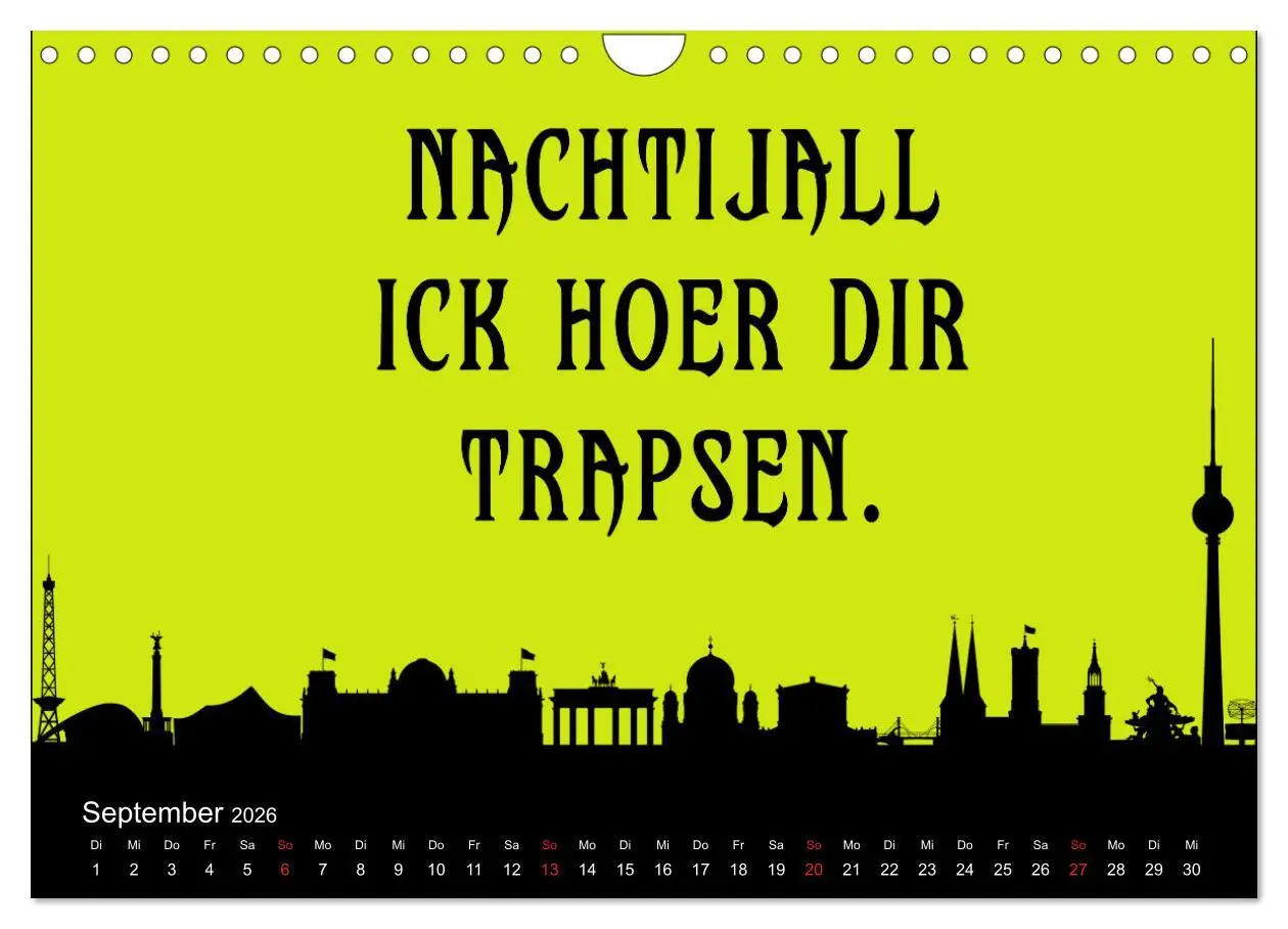 Bild: 9783457591475 | Berliner Mundart (Wandkalender 2026 DIN A4 quer), CALVENDO...