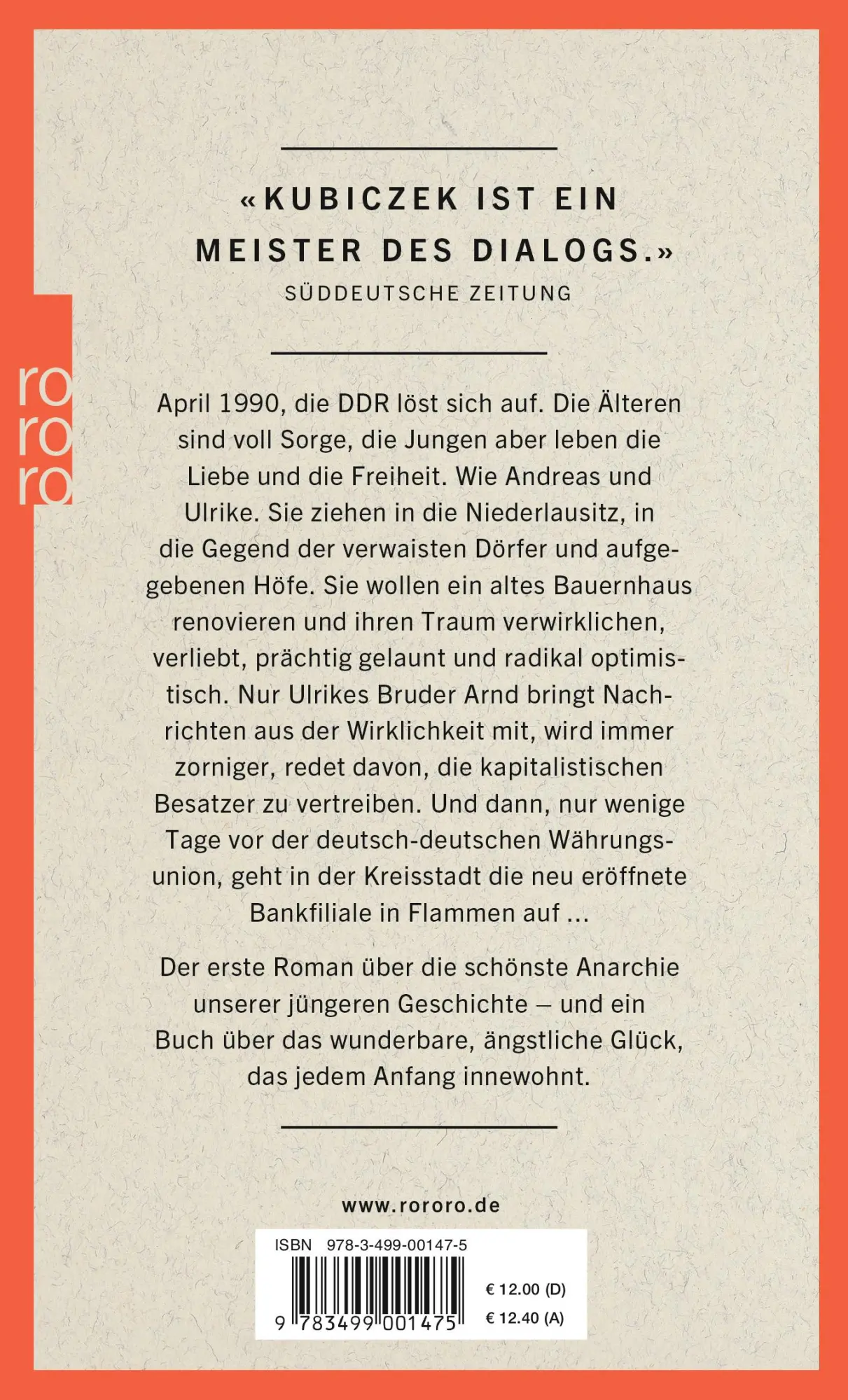 Rückseite: 9783499001475 | Das fabelhafte Jahr der Anarchie | André Kubiczek | Taschenbuch | 2019