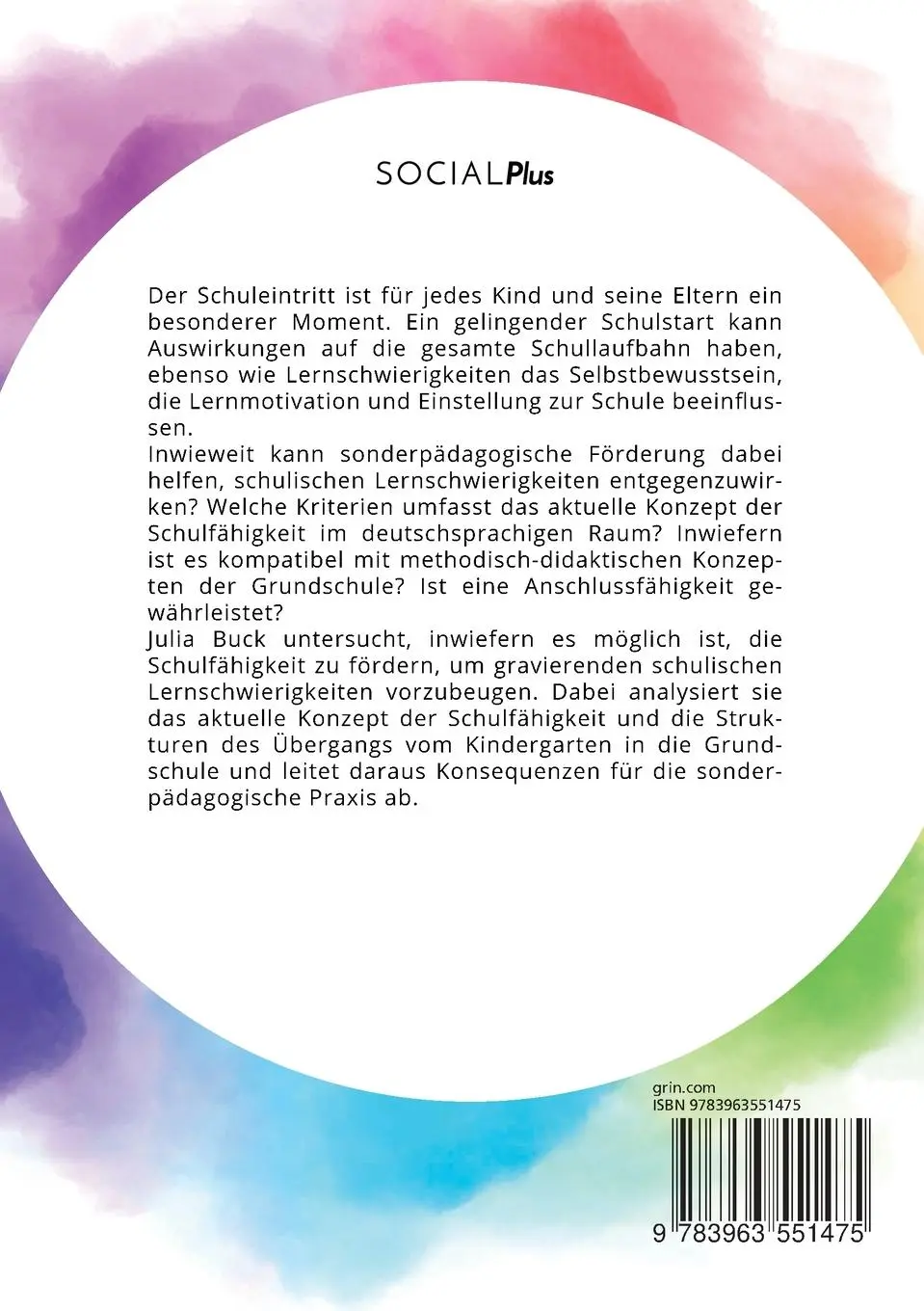 Rückseite: 9783963551475 | Wie meistern Kinder den Schulanfang erfolgreich? Förderung der...