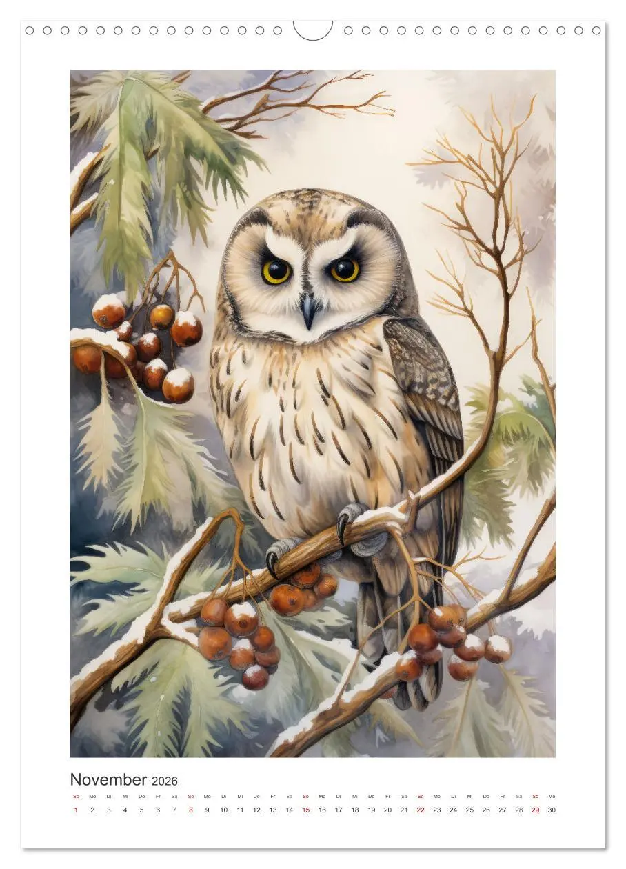 Bild: 9783516291575 | Eulenliebe (Wandkalender 2026 DIN A3 hoch), CALVENDO Monatskalender