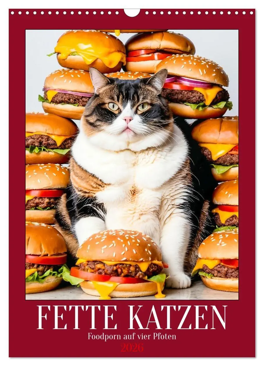Cover: 9783516671575 | FETTE KATZEN - Foodporn auf vier Pfoten (Wandkalender 2026 DIN A3...