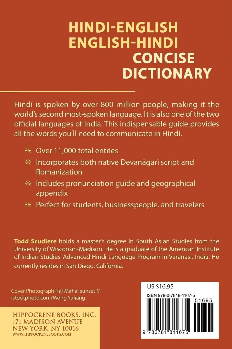 Rückseite: 9780781811675 | Hindi-English/ English-Hindi Concise Dictonary | Todd Scudiere | Buch
