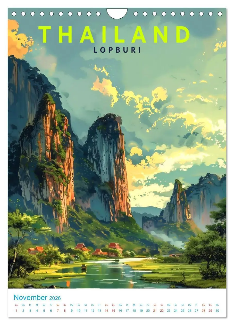 Bild: 9783516281675 | Thailand - Old School Poster Style (Wandkalender 2026 DIN A4 hoch),...