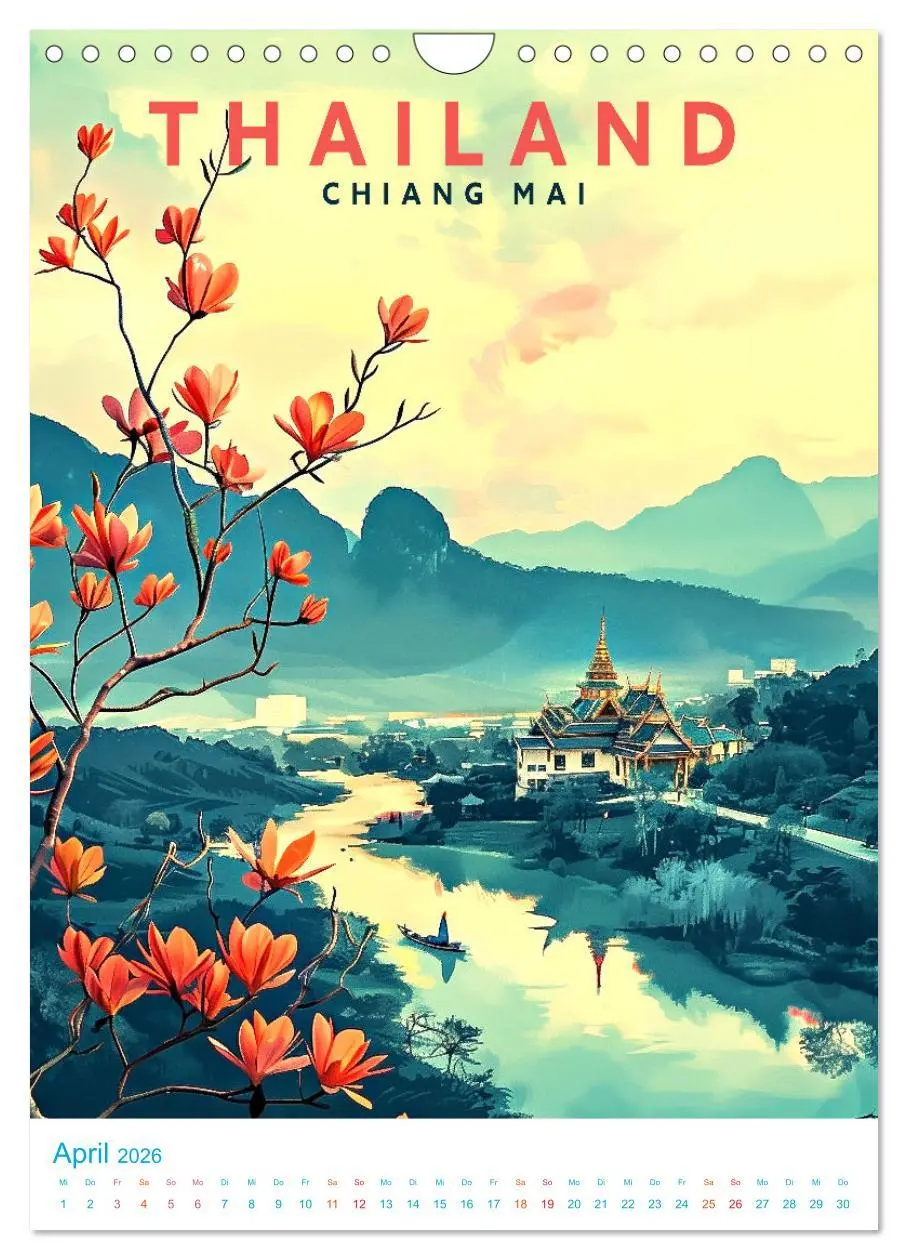 Bild: 9783516281675 | Thailand - Old School Poster Style (Wandkalender 2026 DIN A4 hoch),...