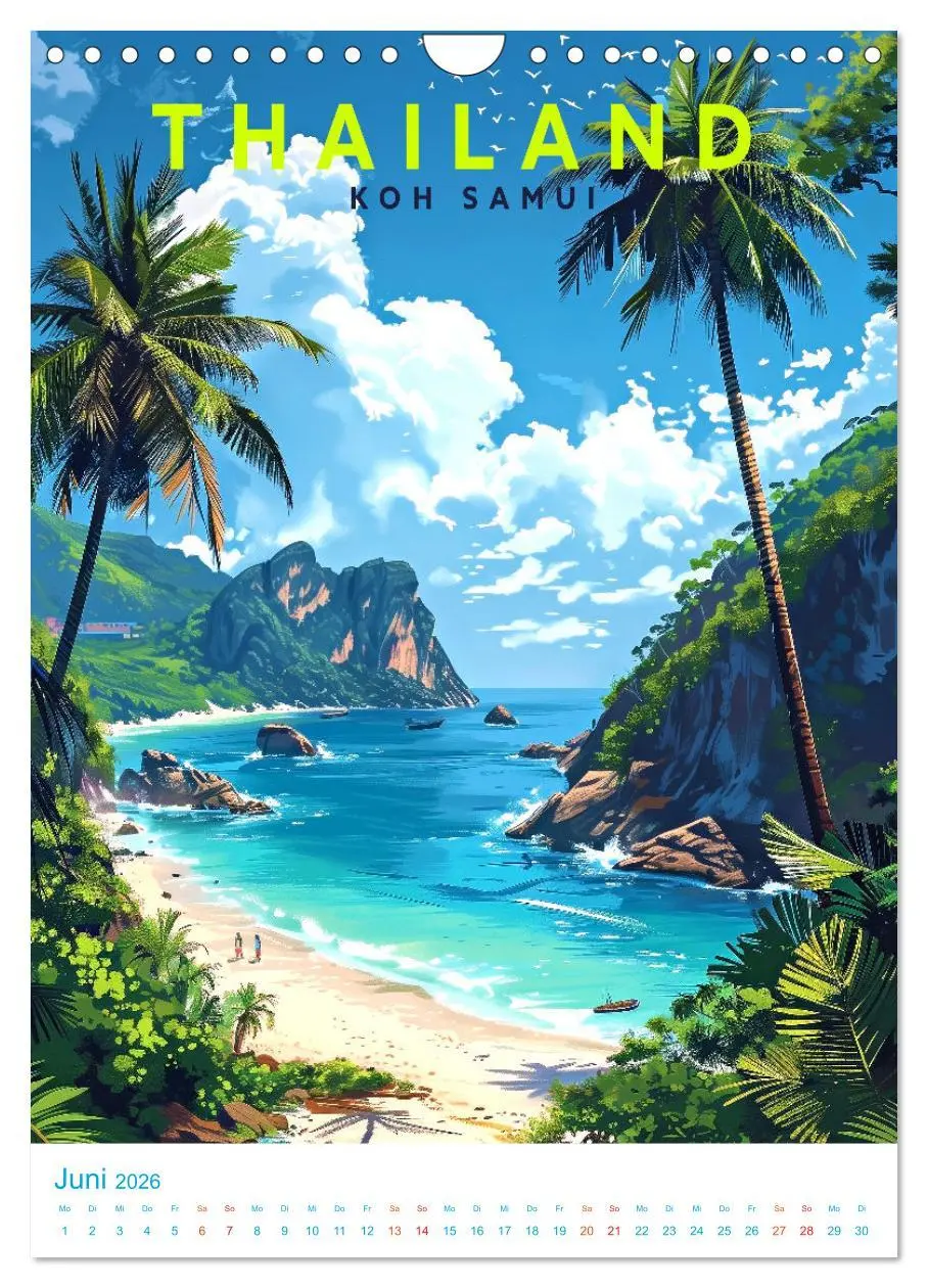 Bild: 9783516281675 | Thailand - Old School Poster Style (Wandkalender 2026 DIN A4 hoch),...