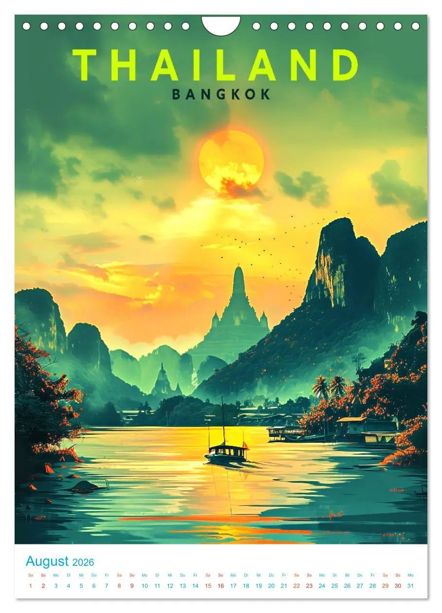 Bild: 9783516281675 | Thailand - Old School Poster Style (Wandkalender 2026 DIN A4 hoch),...