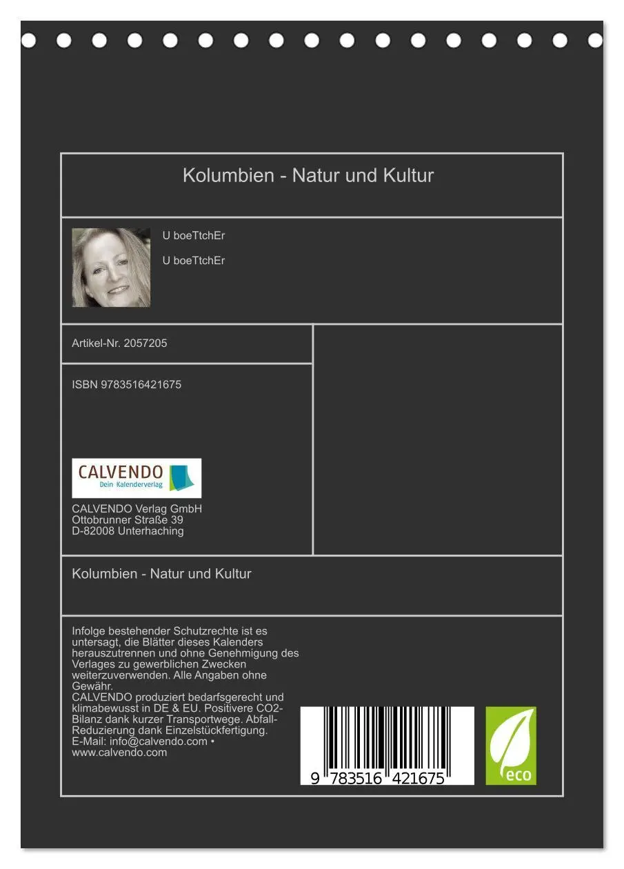 Bild: 9783516421675 | Kolumbien - Natur und Kultur (Tischkalender 2026 DIN A5 hoch),...