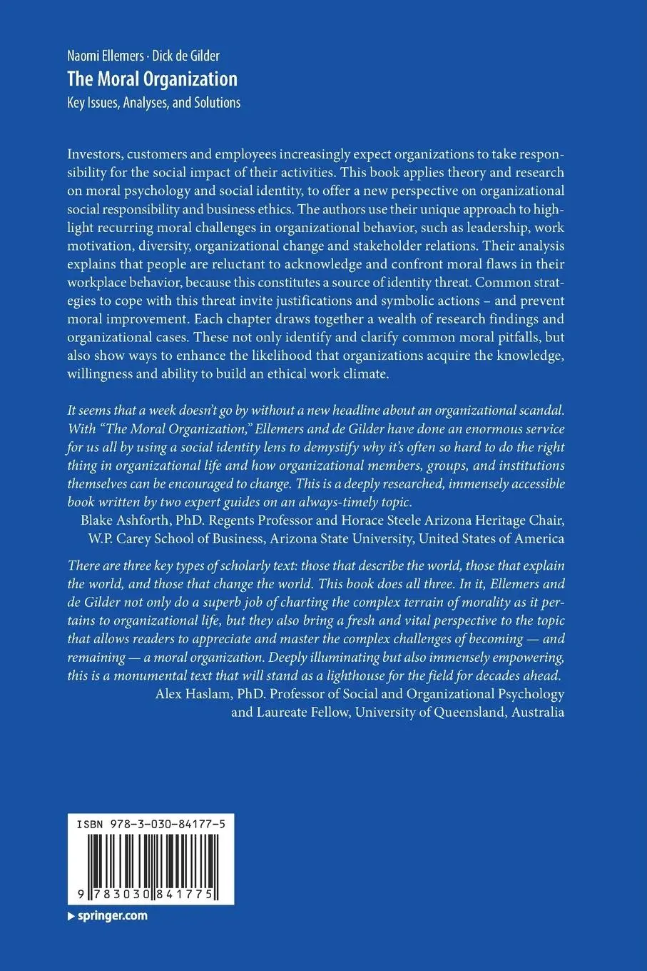 Rückseite: 9783030841775 | The Moral Organization | Key Issues, Analyses, and Solutions | Buch