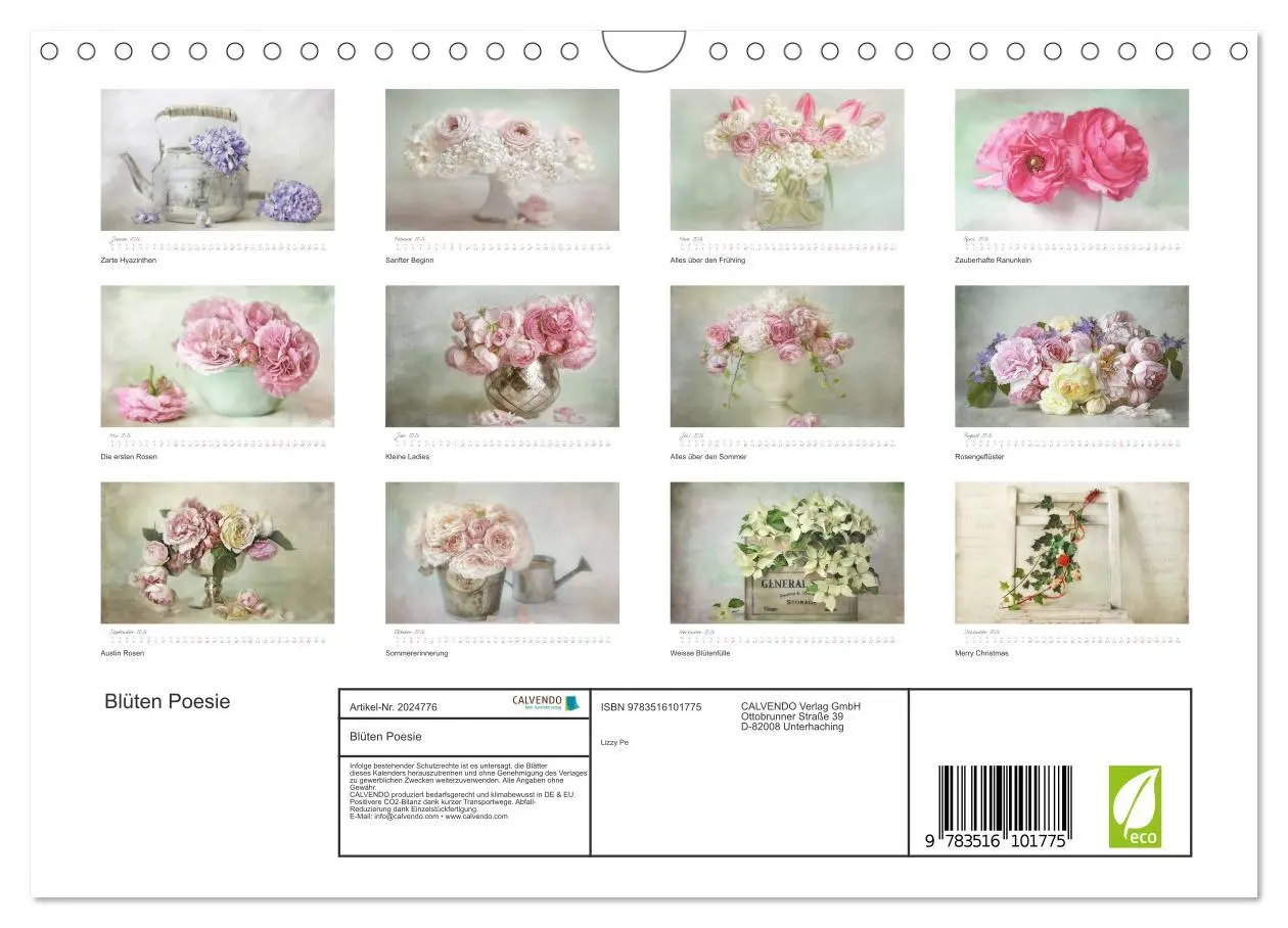 Bild: 9783516101775 | Blüten Poesie (Wandkalender 2026 DIN A4 quer), CALVENDO Monatskalender
