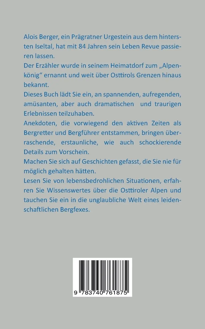 Rückseite: 9783740761875 | Der Alpenkönig | Alois Berger | Karin Wurzacher | Taschenbuch | 172 S.