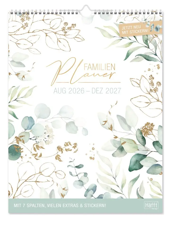 Familienplaner XXL 26/27 Wand-Kalender 7-spaltig 17 Monate [Blattgold]