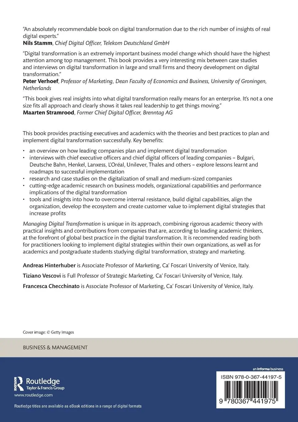 Rückseite: 9780367441975 | Managing Digital Transformation | Understanding the Strategic Process