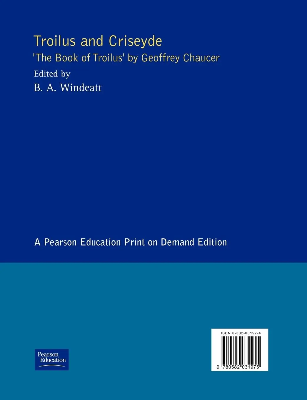 Rückseite: 9780582031975 | Troilus and Criseyde | "The Book of Troilus" by Geoffrey Chaucer