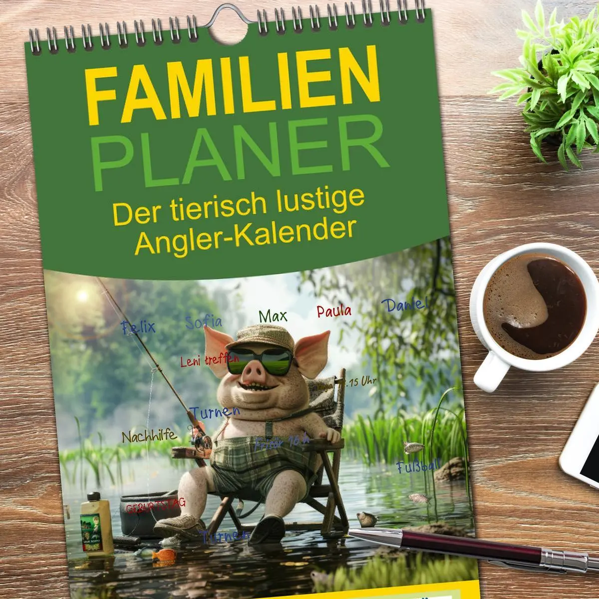 Bild: 9783516491975 | Familienplaner 2026 - Der tierisch lustige Angler-Kalender mit 5...