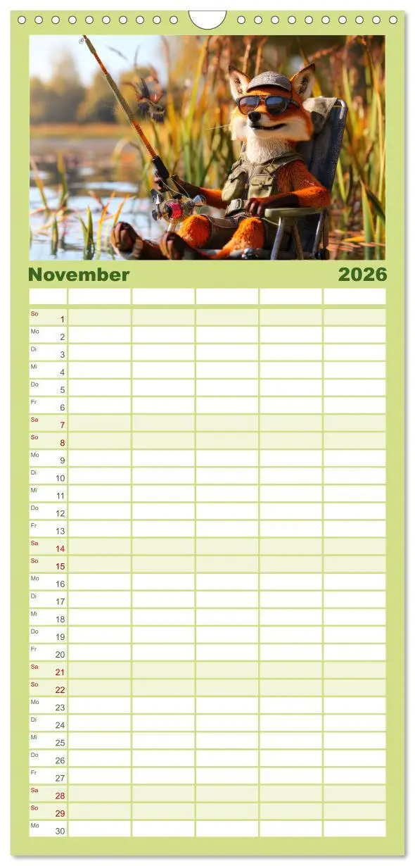 Bild: 9783516491975 | Familienplaner 2026 - Der tierisch lustige Angler-Kalender mit 5...