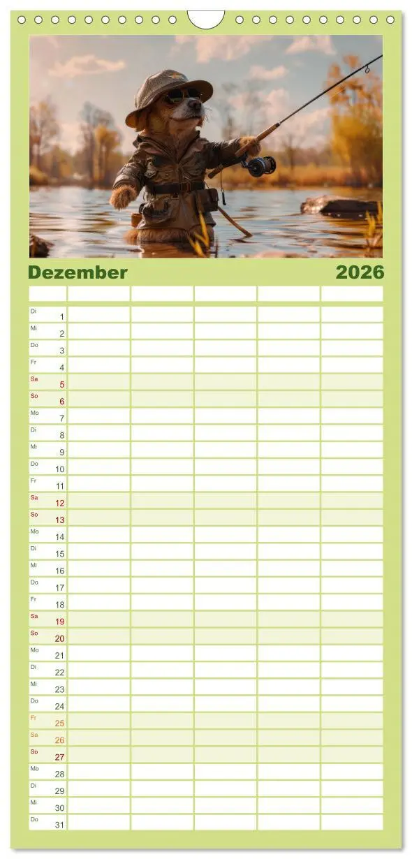 Bild: 9783516491975 | Familienplaner 2026 - Der tierisch lustige Angler-Kalender mit 5...