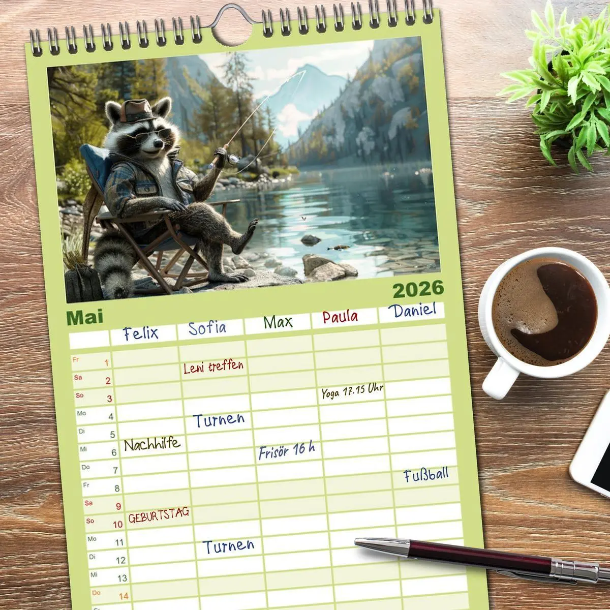 Bild: 9783516491975 | Familienplaner 2026 - Der tierisch lustige Angler-Kalender mit 5...