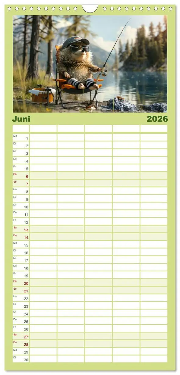Bild: 9783516491975 | Familienplaner 2026 - Der tierisch lustige Angler-Kalender mit 5...
