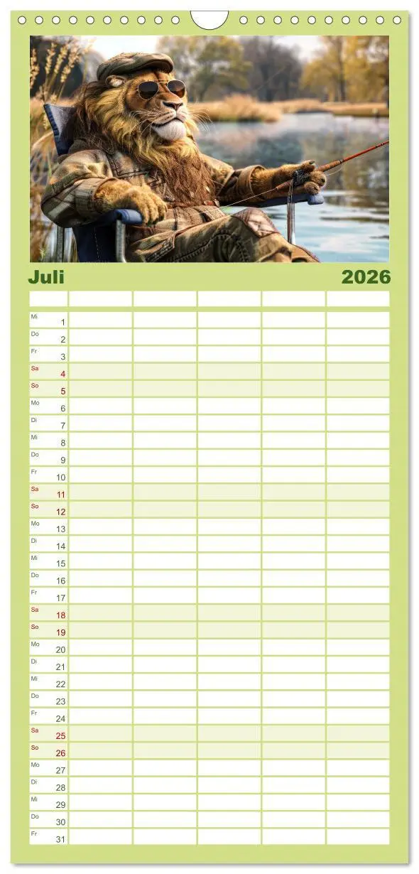 Bild: 9783516491975 | Familienplaner 2026 - Der tierisch lustige Angler-Kalender mit 5...