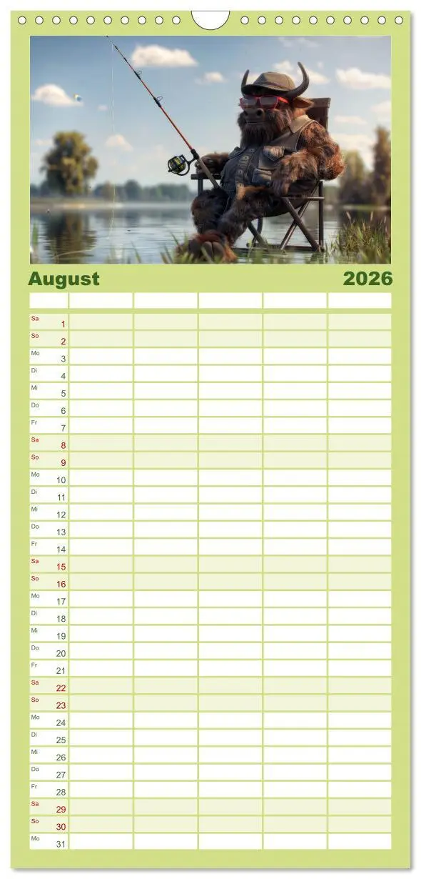 Bild: 9783516491975 | Familienplaner 2026 - Der tierisch lustige Angler-Kalender mit 5...