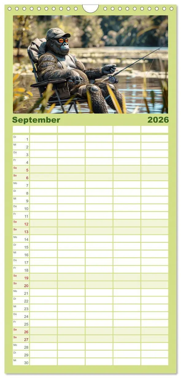 Bild: 9783516491975 | Familienplaner 2026 - Der tierisch lustige Angler-Kalender mit 5...