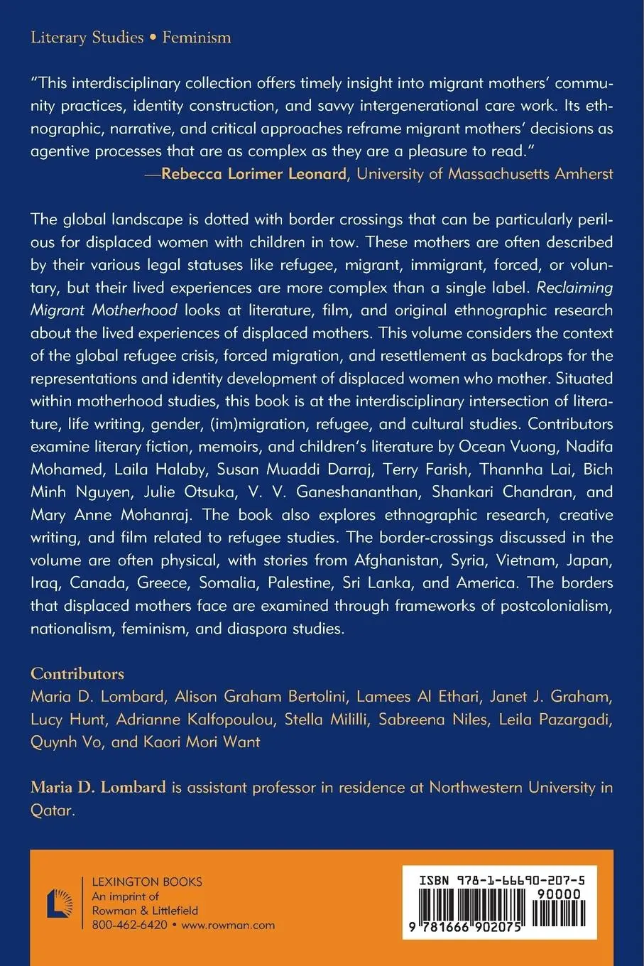 Rückseite: 9781666902075 | Reclaiming Migrant Motherhood | Maria D. Lombard | Taschenbuch | 2023