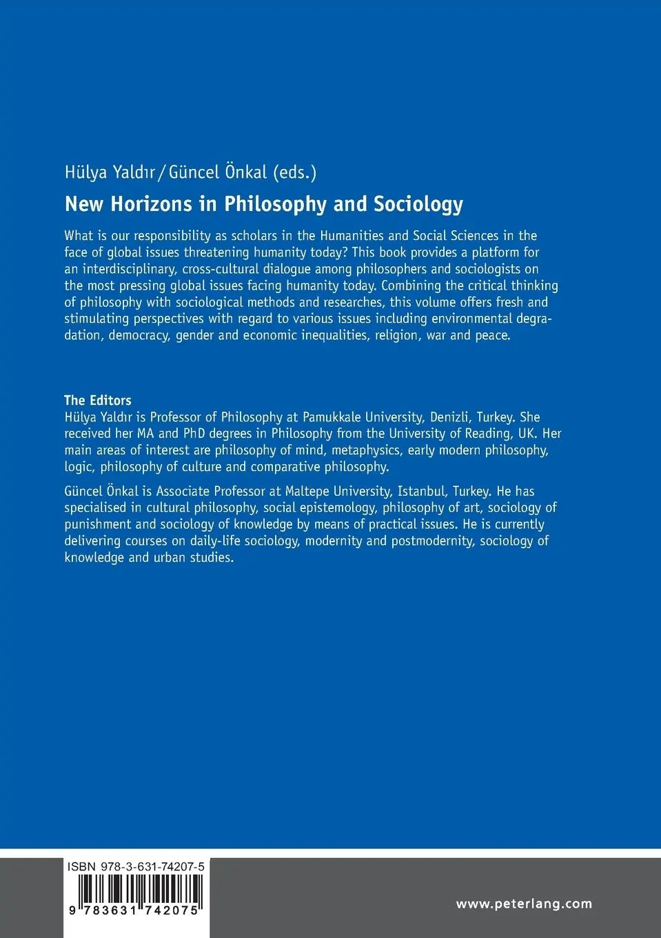 Rückseite: 9783631742075 | New Horizons in Philosophy and Sociology | Güncel Önkal (u. a.) | Buch