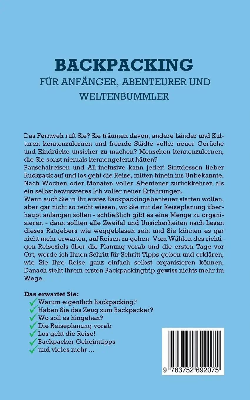 Rückseite: 9783752692075 | Backpacking für Anfänger, Abenteurer und Weltenbummler: Mit der...