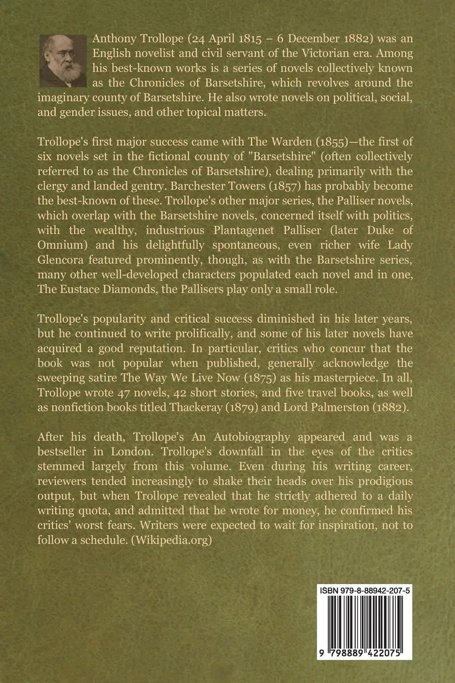 Rückseite: 9798889422075 | The Last Chronicle of Barset | Anthony Trollope | Taschenbuch | 2023