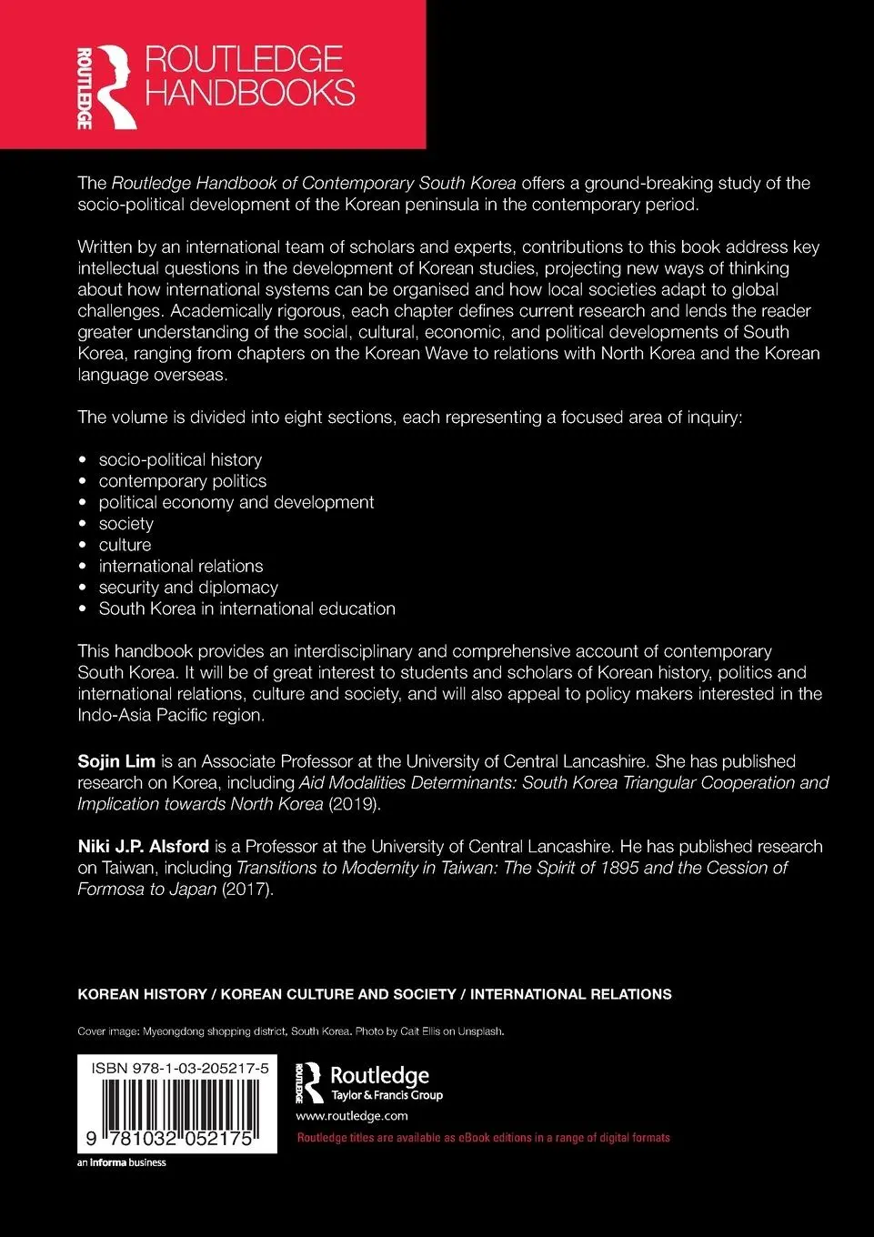 Rückseite: 9781032052175 | Routledge Handbook of Contemporary South Korea | Sojin Lim (u. a.)