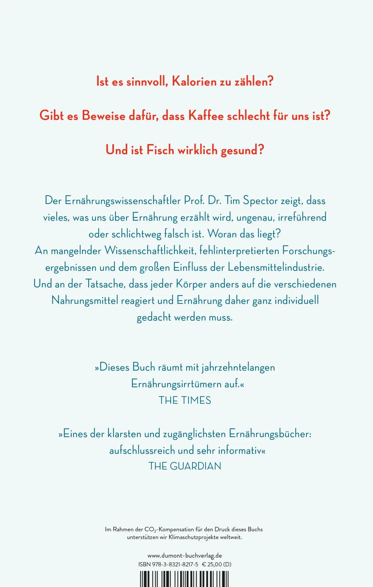 Rückseite: 9783832182175 | Die Wahrheit über unser Essen | Tim Spector | Buch | 352 S. | Deutsch