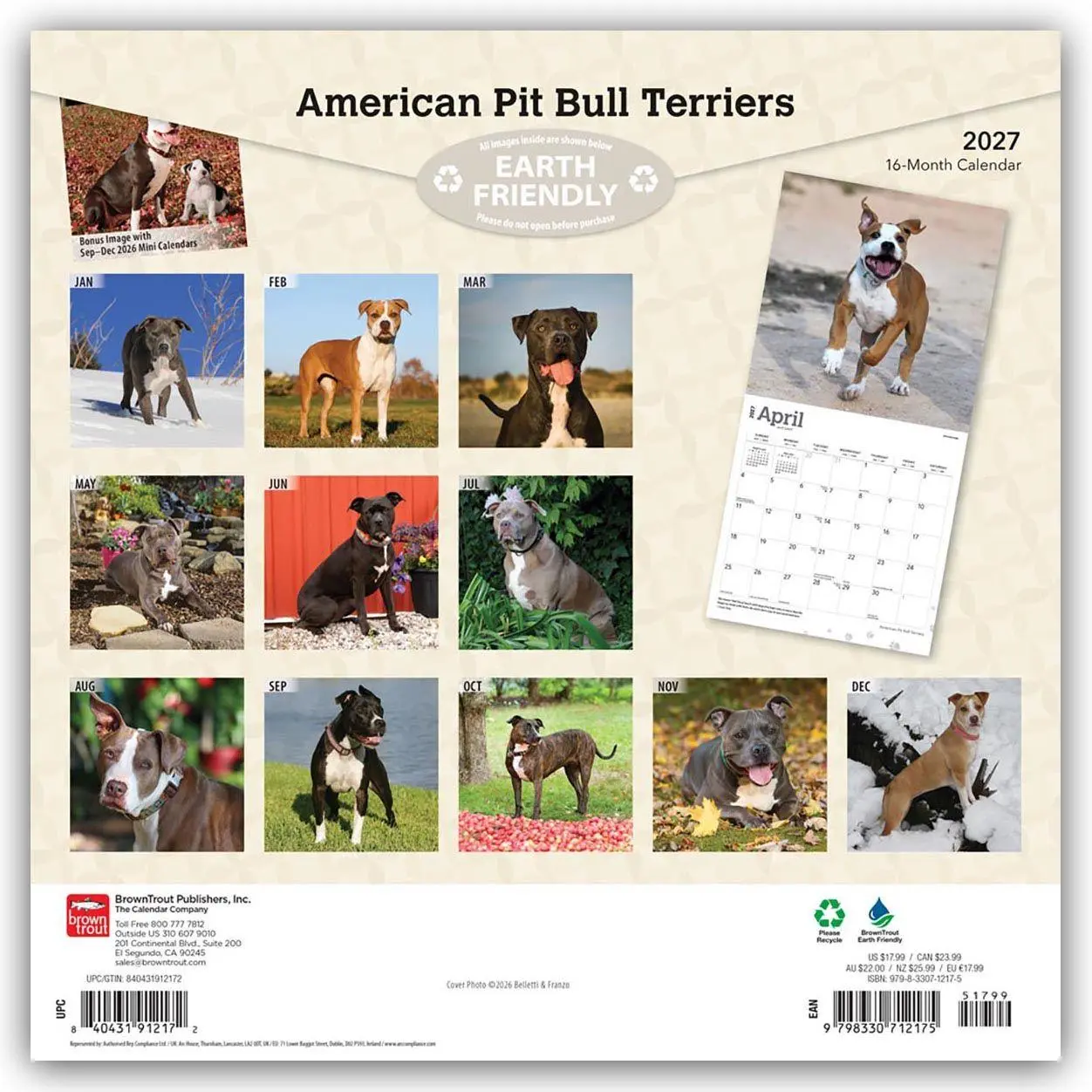 Rückseite: 9798330712175 | American Pit Bull Terriers 2027 - 16-Monatskalender | Publishers