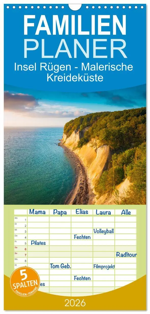 Cover: 9783516502275 | Familienplaner 2026 - Insel Rügen - Malerische Kreideküste mit 5...