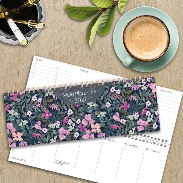 Bild: 9783819302275 | Tischquerkalender Purpur-Blüten 2027 | Korsch Verlag | Kalender | 2027
