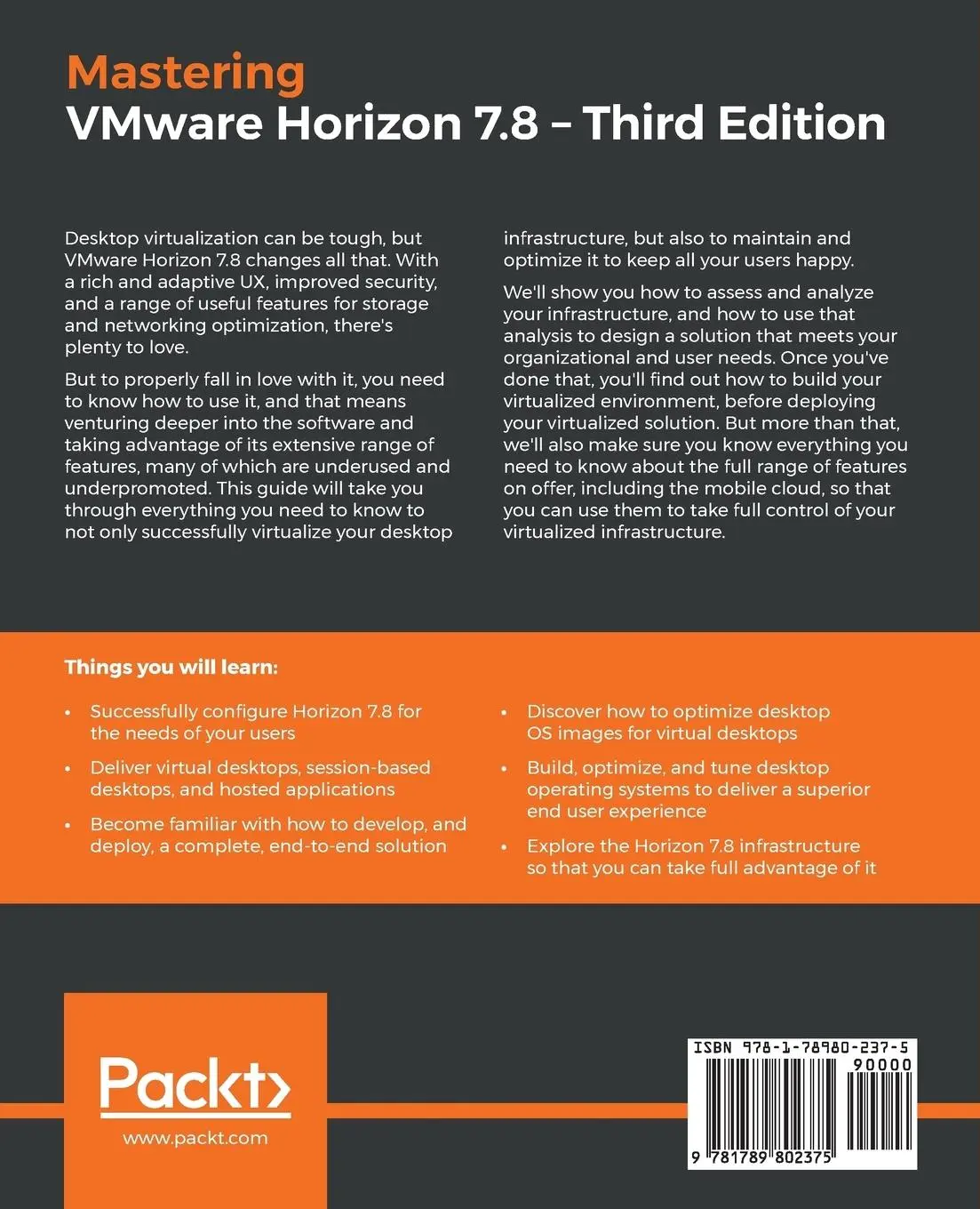 Rückseite: 9781789802375 | Mastering VMware Horizon 7.8 - Third Edition | Peter von Oven (u. a.)