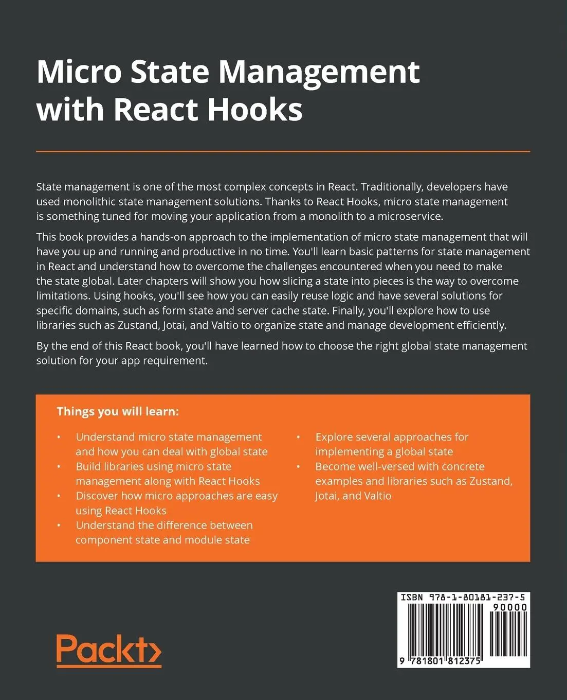 Rückseite: 9781801812375 | Micro State Management with React Hooks | Daishi Kato | Taschenbuch