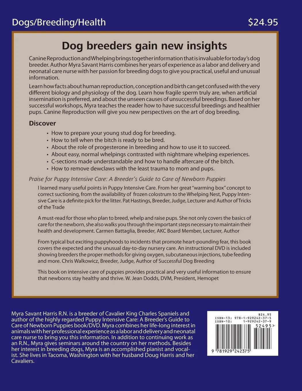 Rückseite: 9781929242375 | Canine Reproduction and Whelping: A Dog Breeder's Guide | Taschenbuch