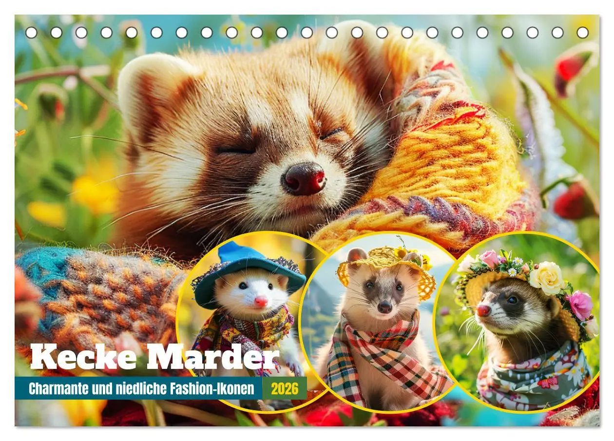 Cover: 9783457402375 | Kecke Marder. Charmante und niedliche Fashion-Ikonen (Tischkalender...