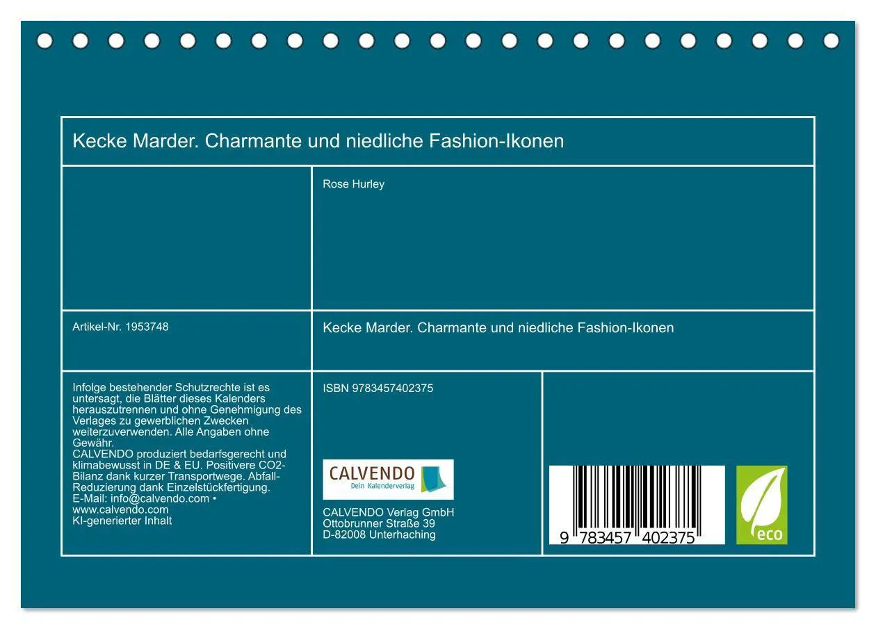 Bild: 9783457402375 | Kecke Marder. Charmante und niedliche Fashion-Ikonen (Tischkalender...
