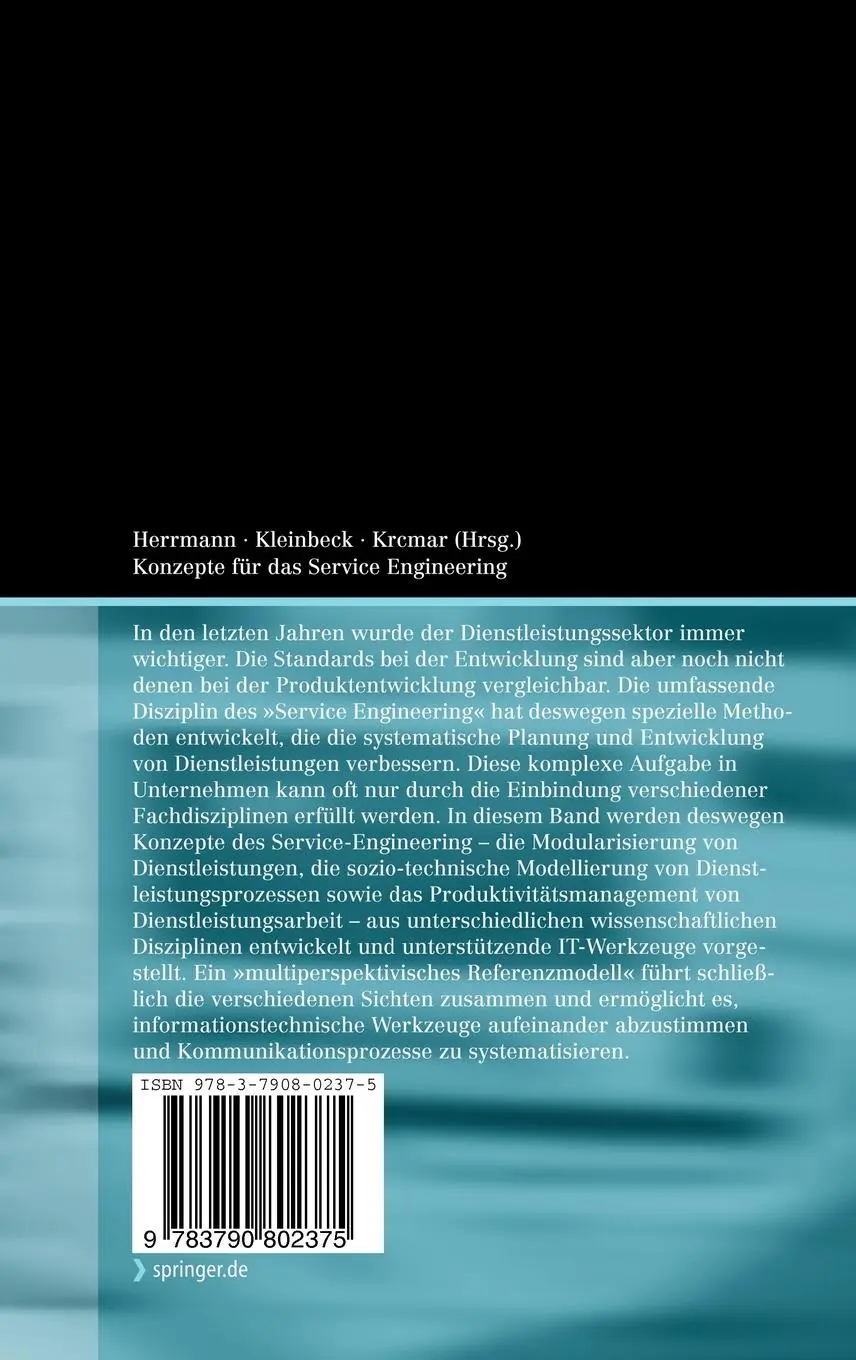 Rückseite: 9783790802375 | Konzepte für das Service Engineering | Thomas Herrmann (u. a.) | Buch