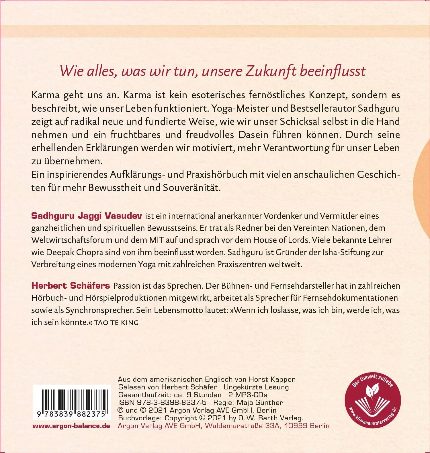 Rückseite: 9783839882375 | Karma | Wie du dein eigenes Schicksal gestalten kannst | Sadhguru