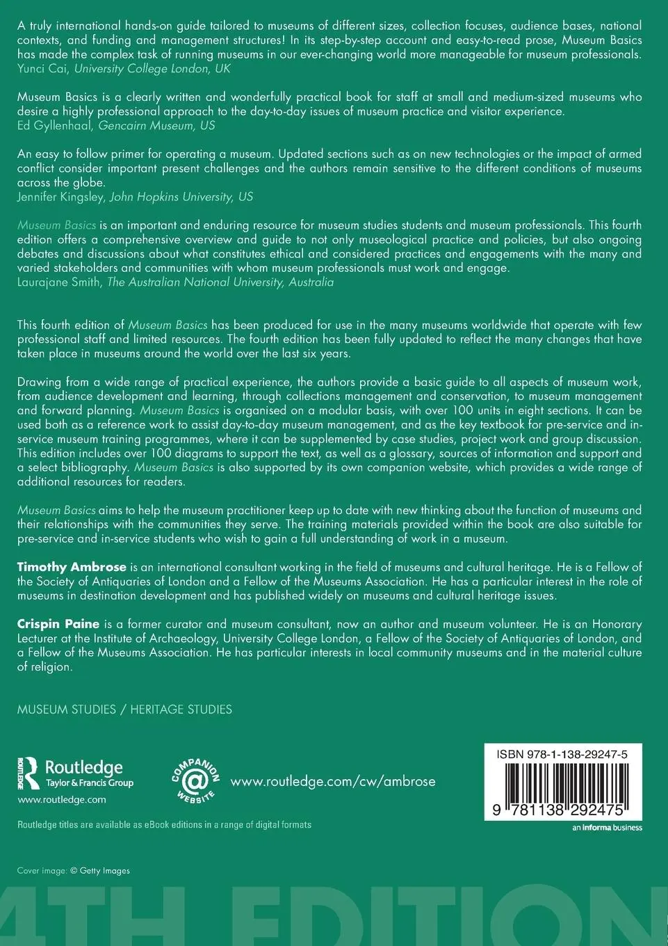 Rückseite: 9781138292475 | Museum Basics | The International Handbook | Timothy Ambrose (u. a.)