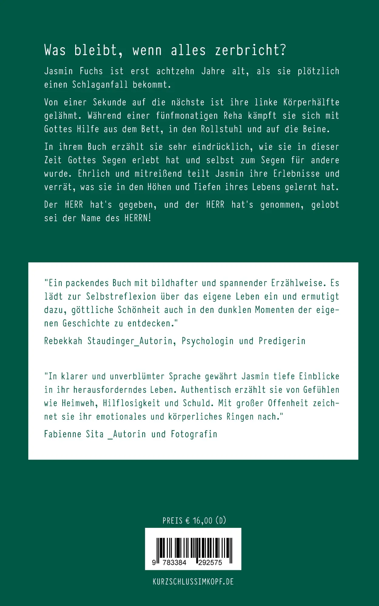 Rückseite: 9783384292575 | Kurzschluss im Kopf | Wie Gott mir einen Schlaganfall schenkte | Buch