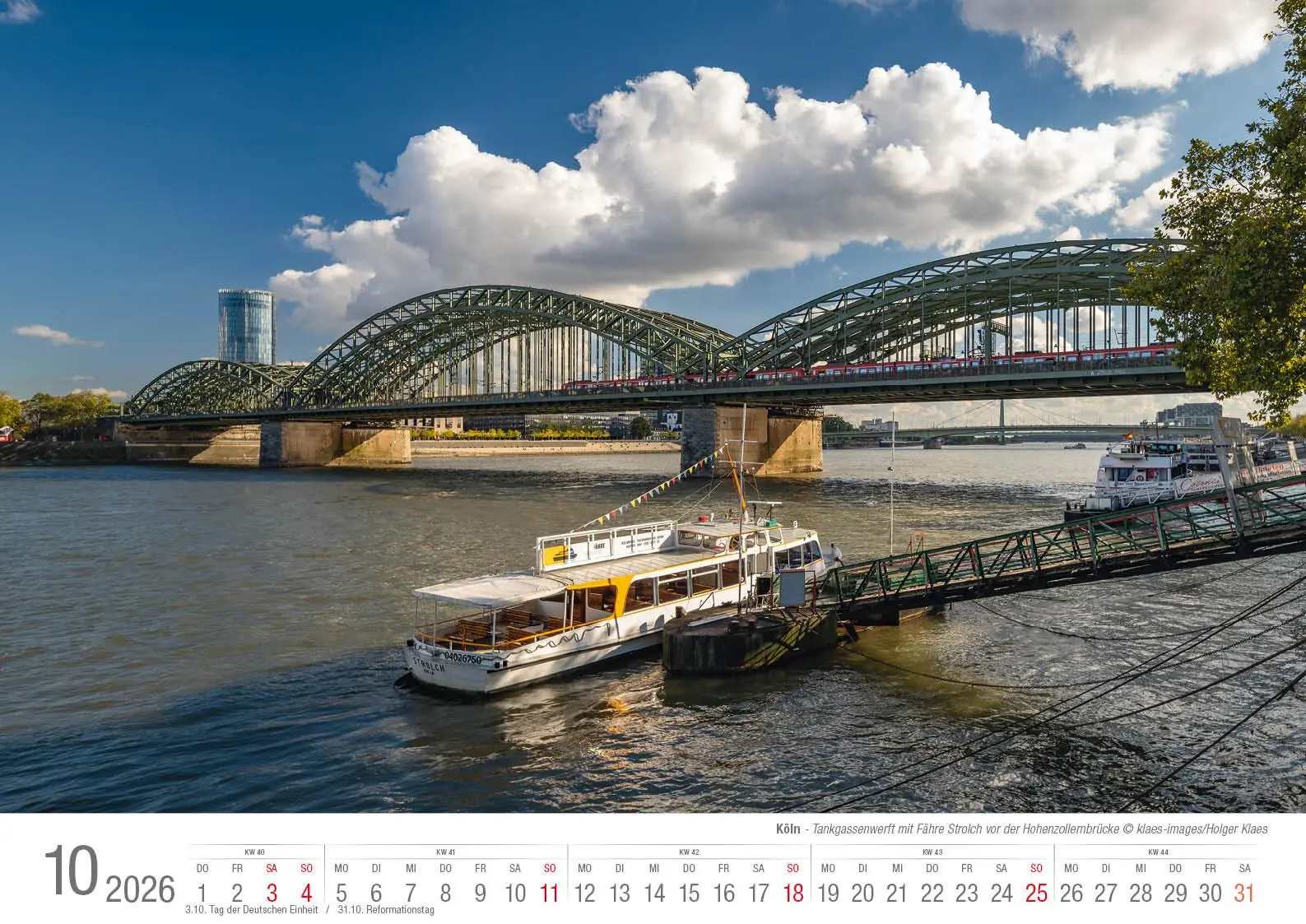 Bild: 9783965352575 | Köln 2026 Bildkalender A3 quer, spiralgebunden | Holger Klaes | 2026