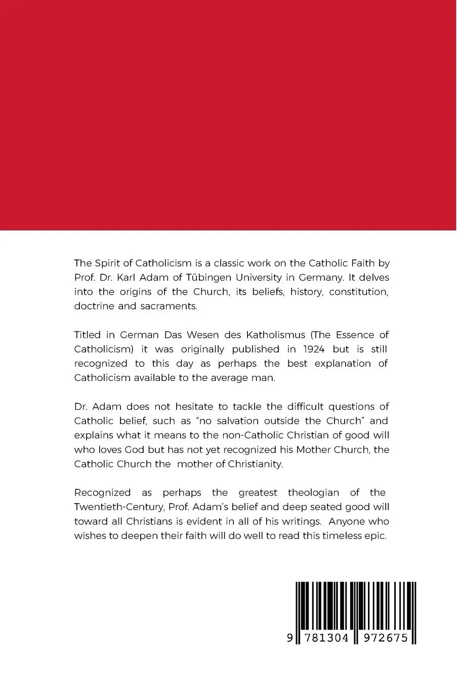 Rückseite: 9781304972675 | The Spirit of Catholicism | Karl Adam | Taschenbuch | Englisch | 2023