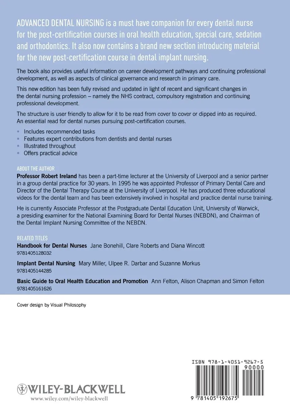 Rückseite: 9781405192675 | Advanced Dental Nursing | Robert Ireland | Taschenbuch | Englisch