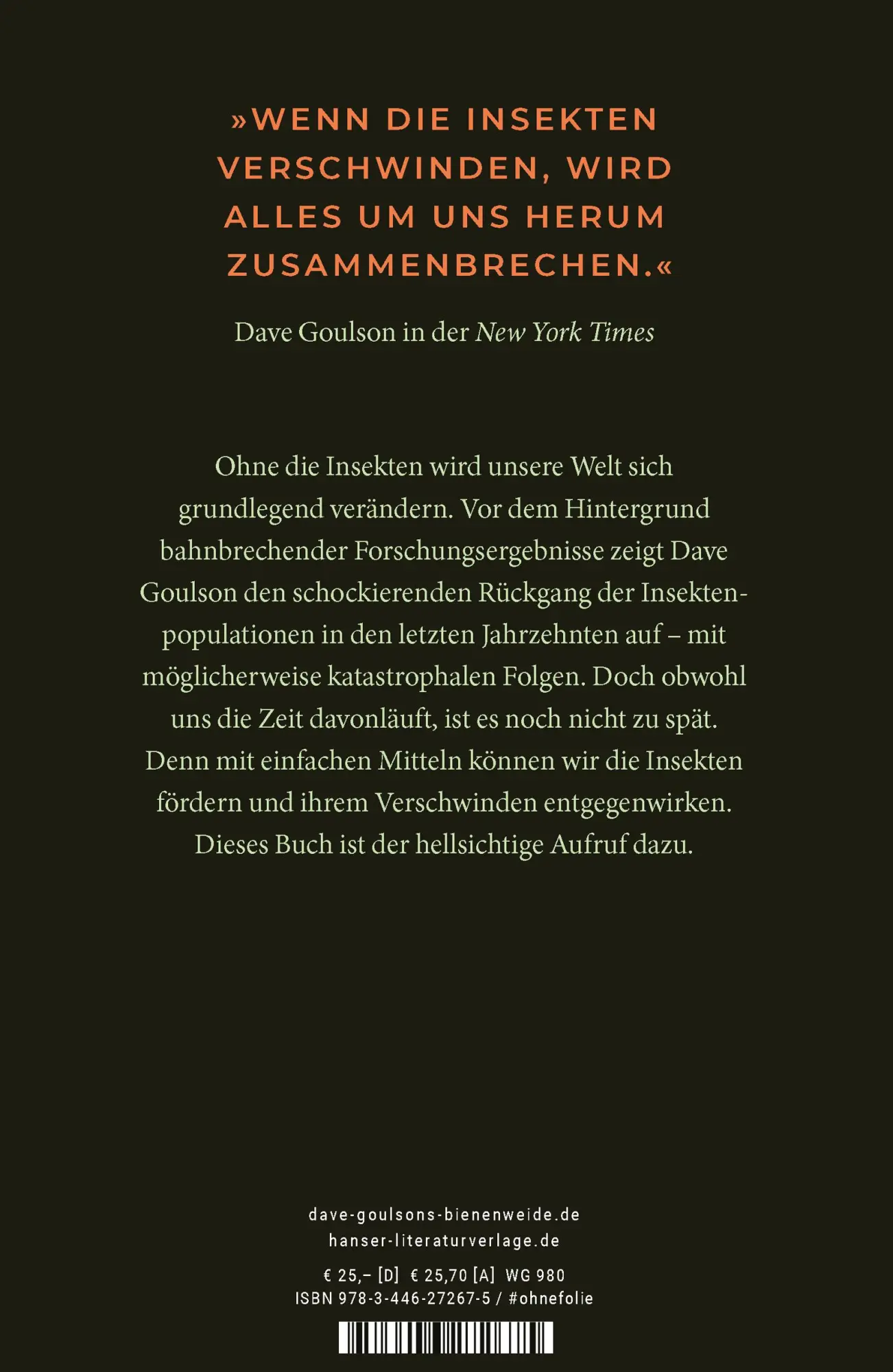 Bild: 9783446272675 | Stumme Erde | Warum wir die Insekten retten müssen | Dave Goulson