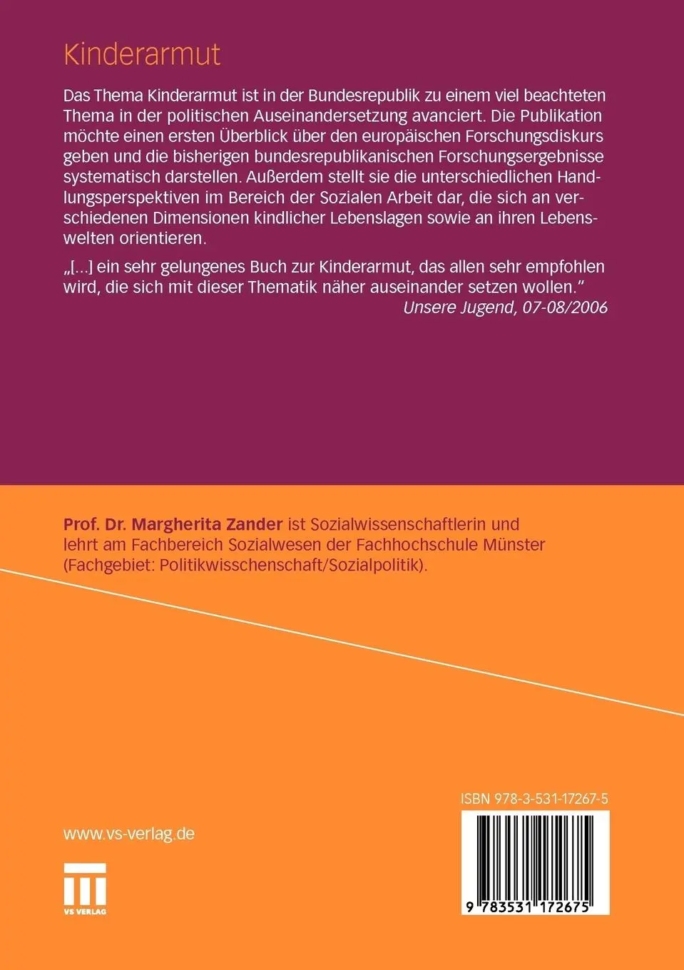 Rückseite: 9783531172675 | Kinderarmut | Einführendes Handbuch für Forschung und soziale Praxis