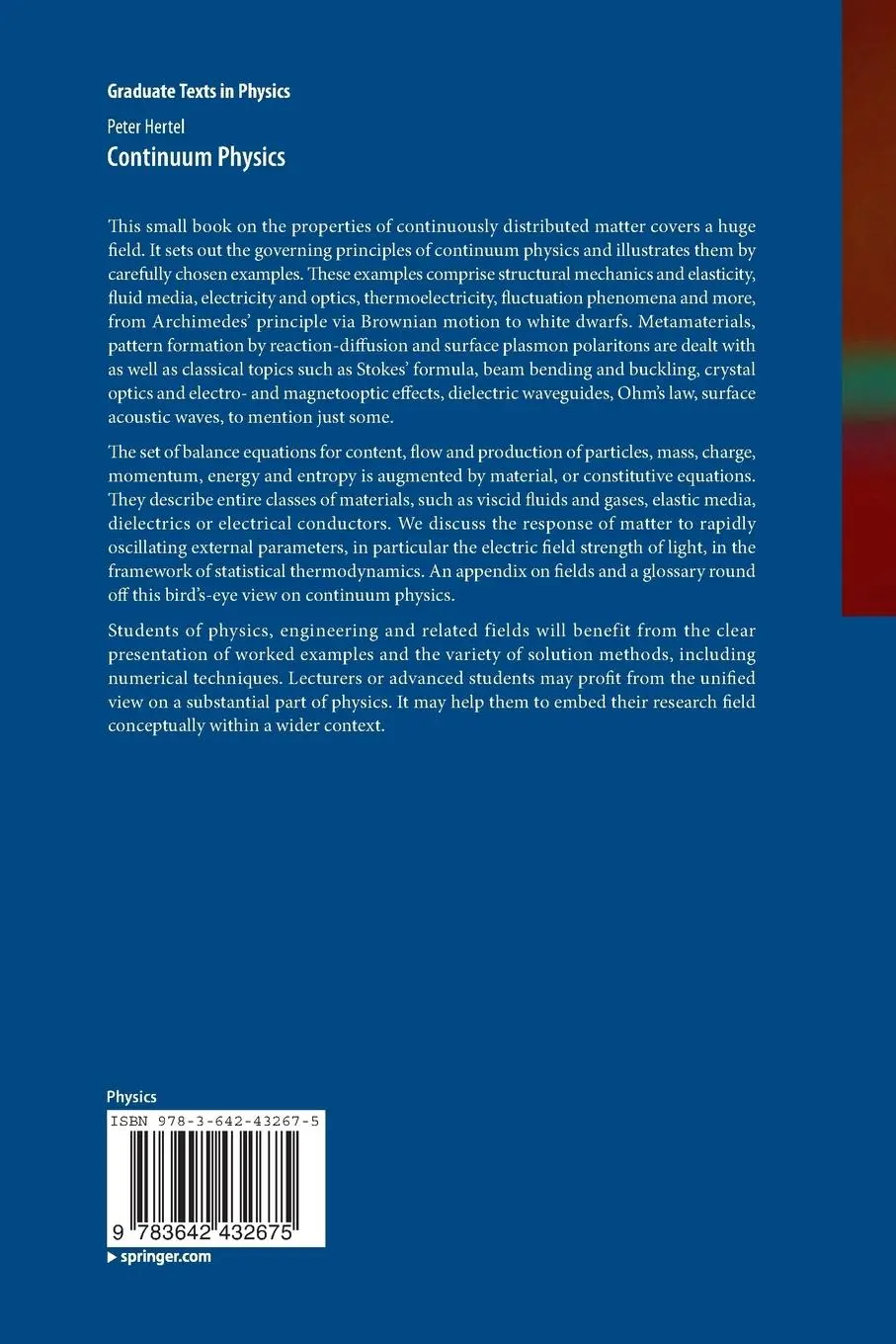 Rückseite: 9783642432675 | Continuum Physics | Peter Hertel | Taschenbuch | xviii | Englisch